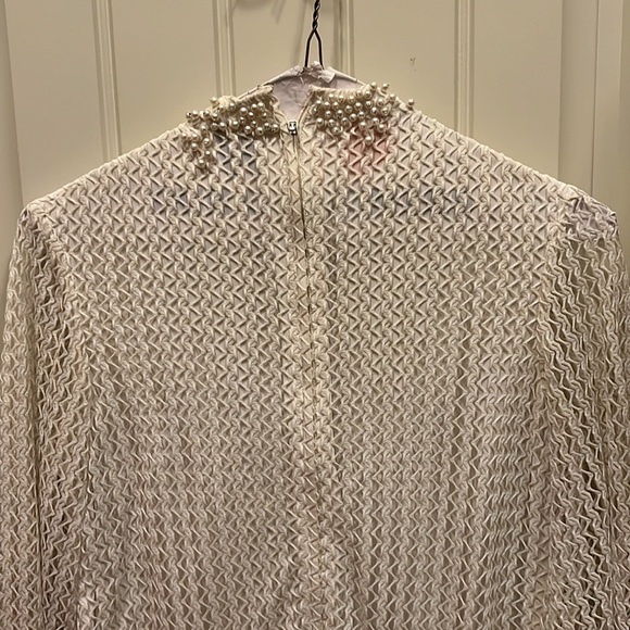 Vintage 1960’s 60s White Lace Beaded Go Go Dress Size XS/S Scalloped Hem Lined - Picture 11 of 11